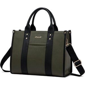 Women Green&Black Imported Faux Leather Shoulder Crossbody Top Handle Bag